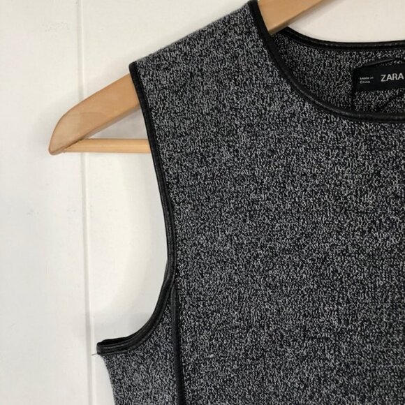 Zara Womens Gray Dress with Faux Leather Piping Detail Small - Picture 3 of 12
